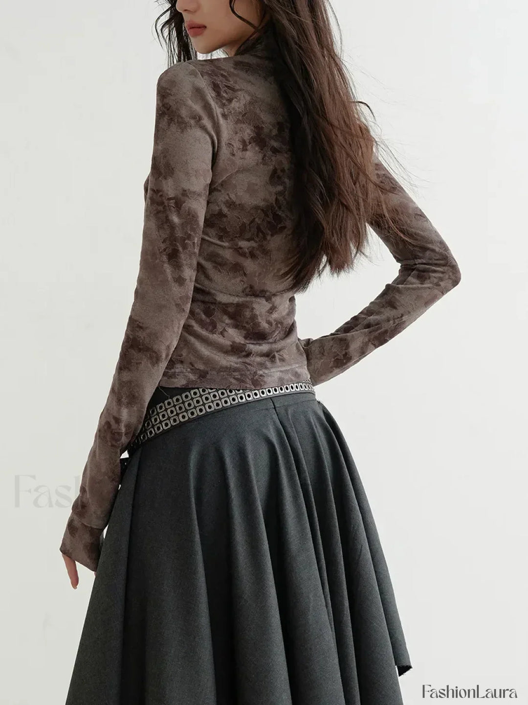 Emily & Isabella Brooks | Belted Patchwork Loose Skirt