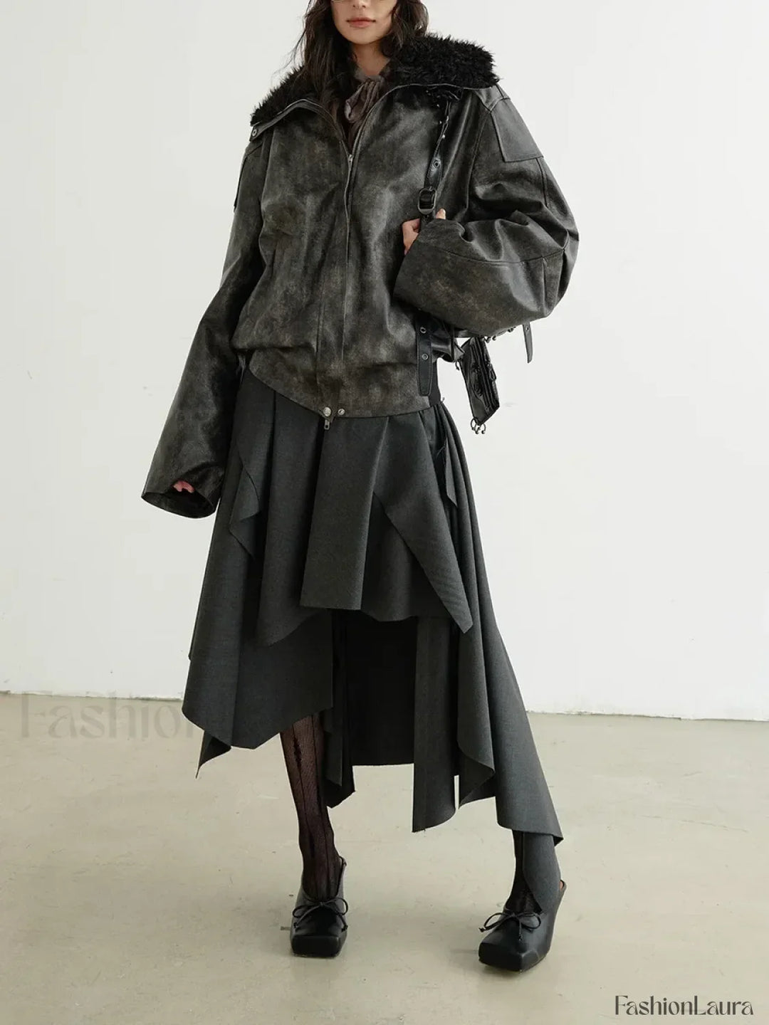 Emily & Isabella Brooks | Belted Patchwork Loose Skirt