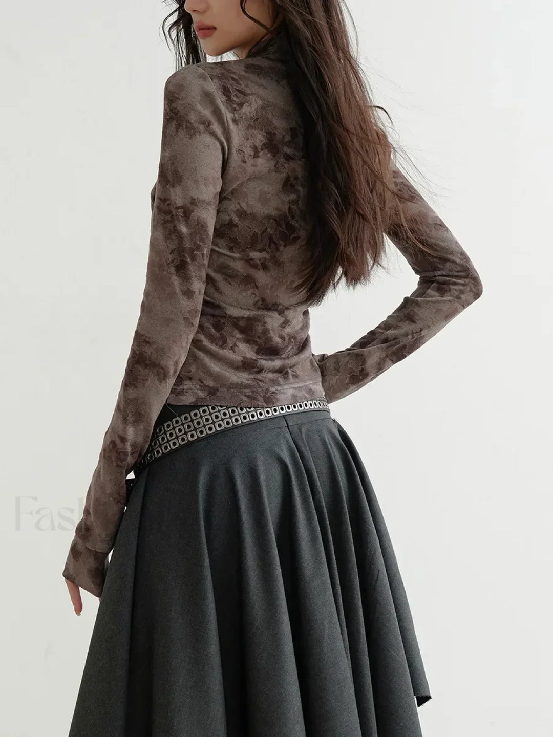Emily & Isabella Brooks | Belted Patchwork Loose Skirt