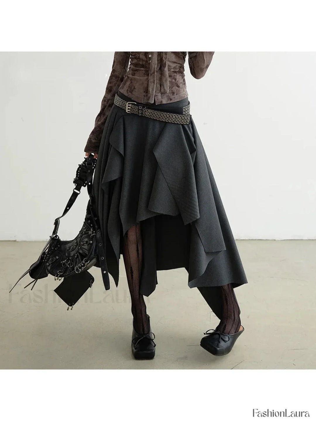 Emily & Isabella Brooks | Belted Patchwork Loose Skirt