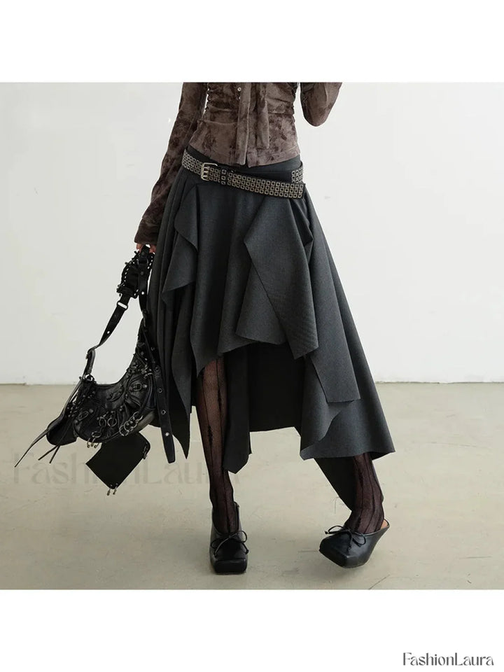 Emily & Isabella Brooks | Belted Patchwork Loose Skirt