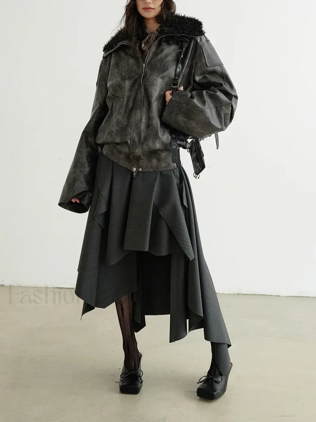 Emily & Isabella Brooks | Belted Patchwork Loose Skirt