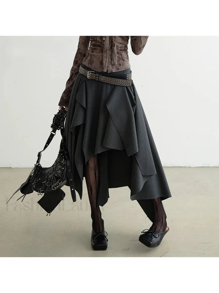 Emily & Isabella Brooks | Belted Patchwork Loose Skirt