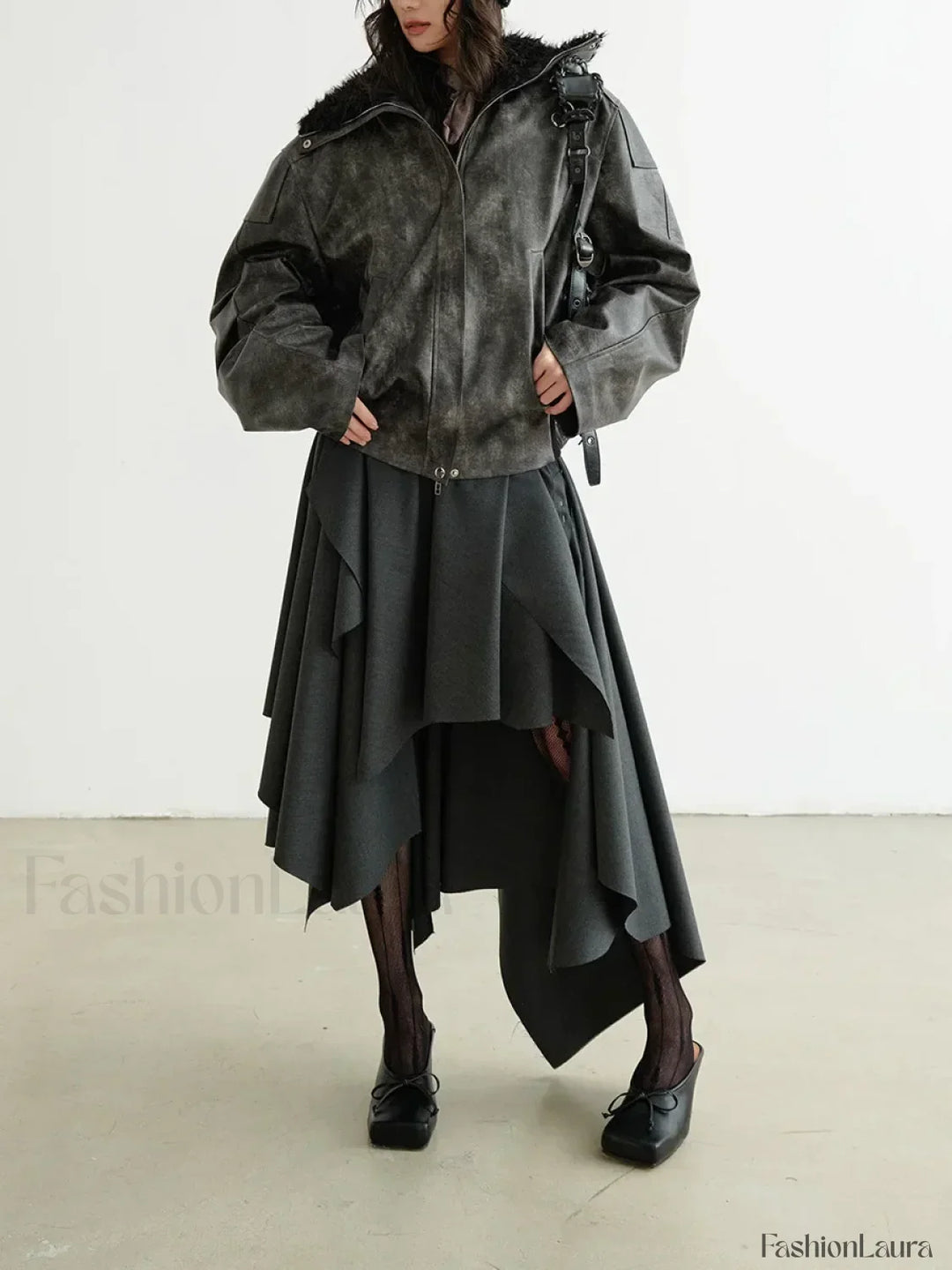 Emily & Isabella Brooks | Belted Patchwork Loose Skirt