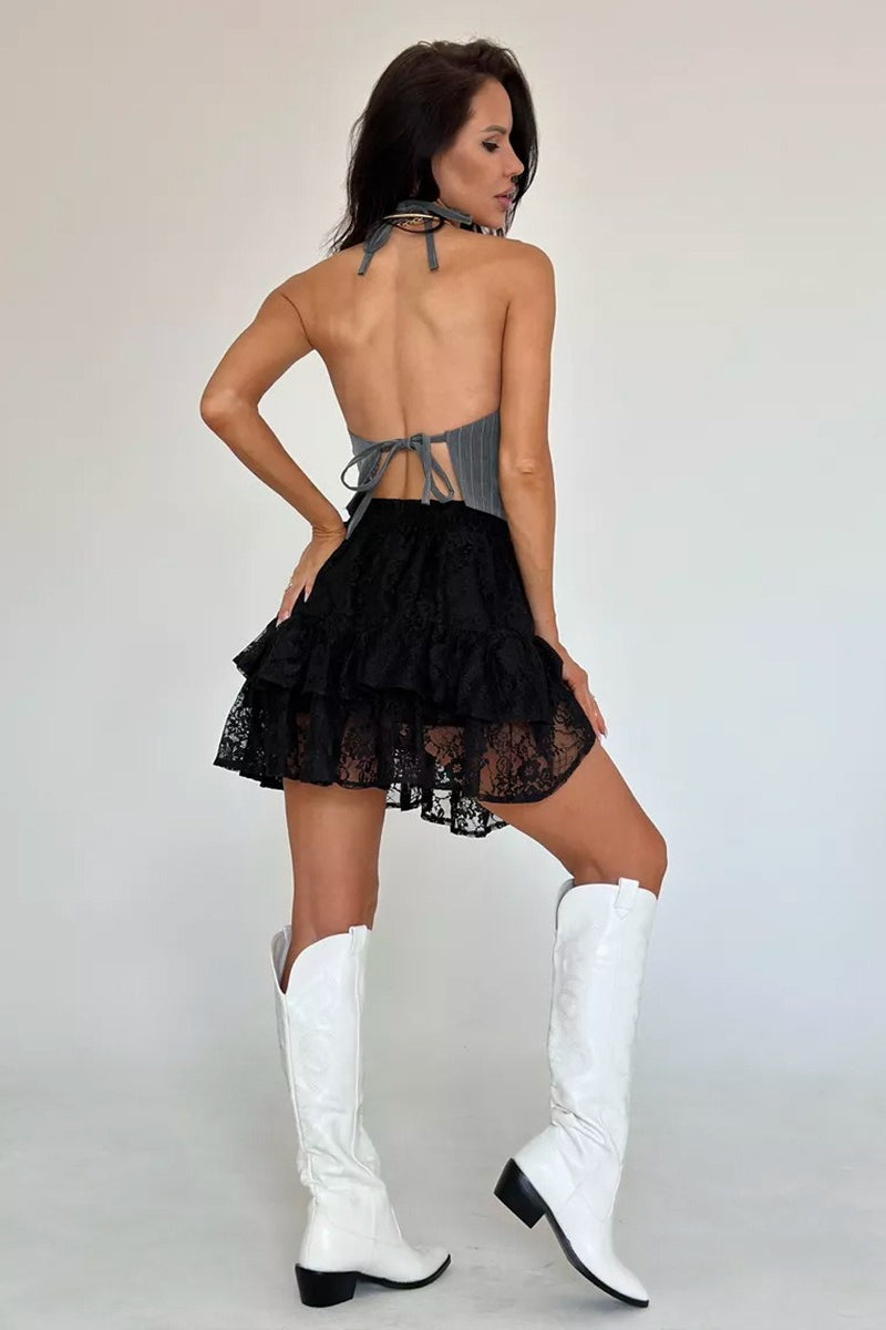 Emily & Isabella Brooks | Sheer Lace Jacquard Mini Skirt