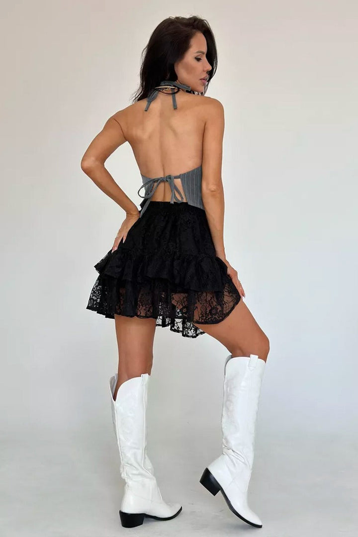 Emily & Isabella Brooks | Sheer Lace Jacquard Mini Skirt