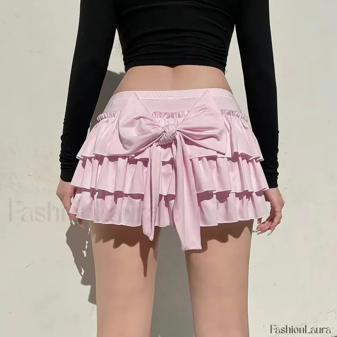Emily & Isabella Brooks | Bow Trim Low Waist Mini Skirt