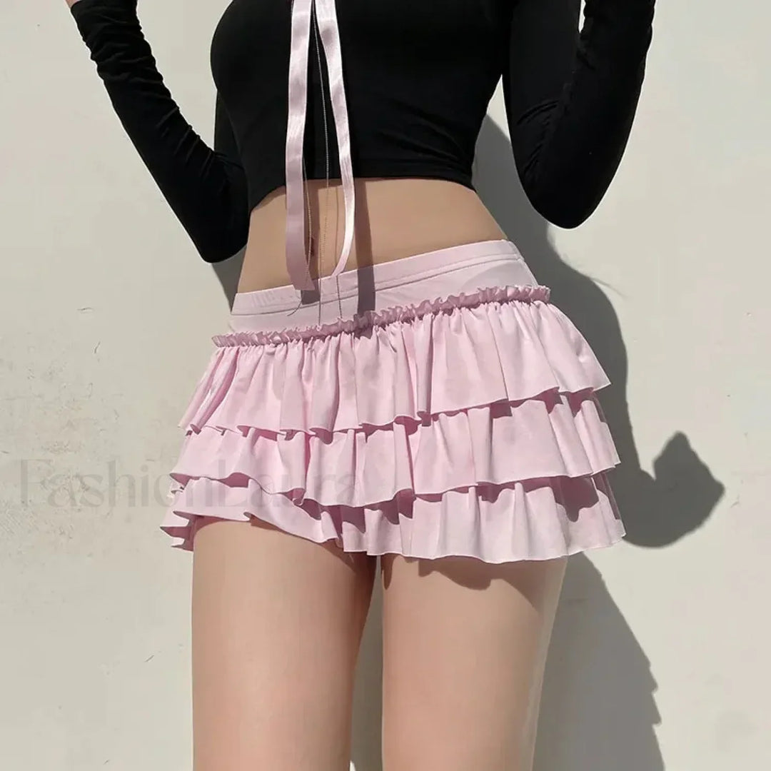Emily & Isabella Brooks | Bow Trim Low Waist Mini Skirt
