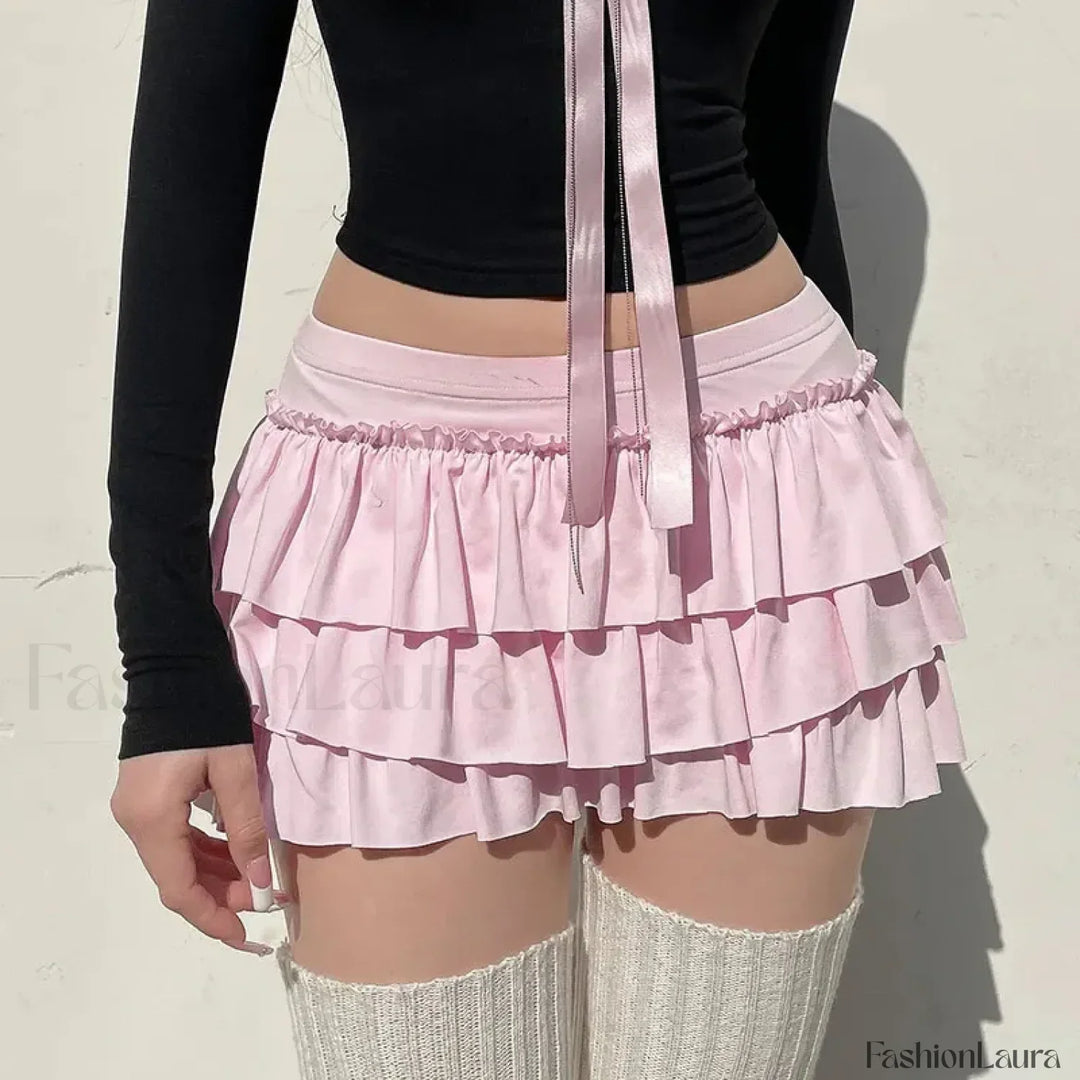 Emily & Isabella Brooks | Bow Trim Low Waist Mini Skirt