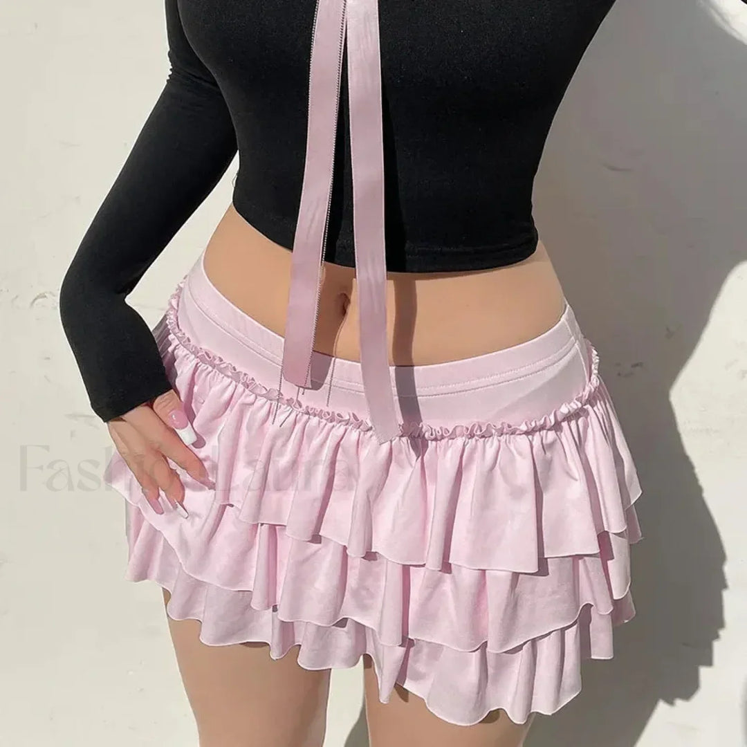 Emily & Isabella Brooks | Bow Trim Low Waist Mini Skirt