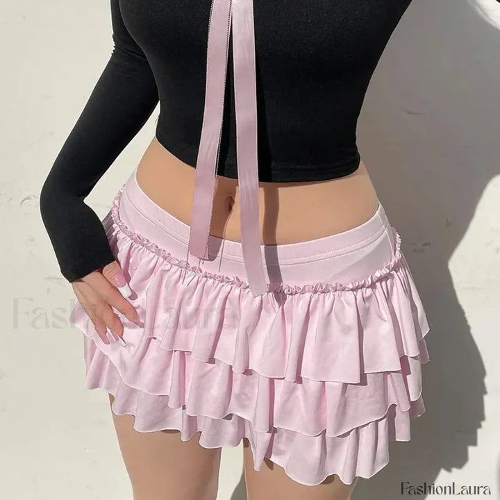 Emily & Isabella Brooks | Bow Trim Low Waist Mini Skirt