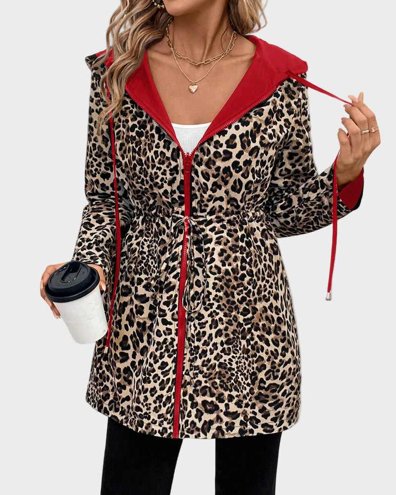 Emily & Isabella Brooks | Reversible Jacket with Hat, Leopard Pattern