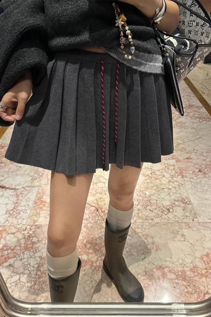 Emily & Isabella Brooks | Pleated Knit Mini Skirt