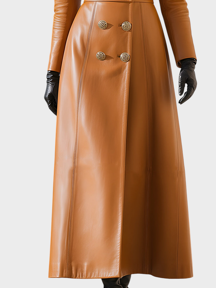 Emily & Isabella Brooks | Caramel Double-Skinned Leather Jacket with Fur Collar