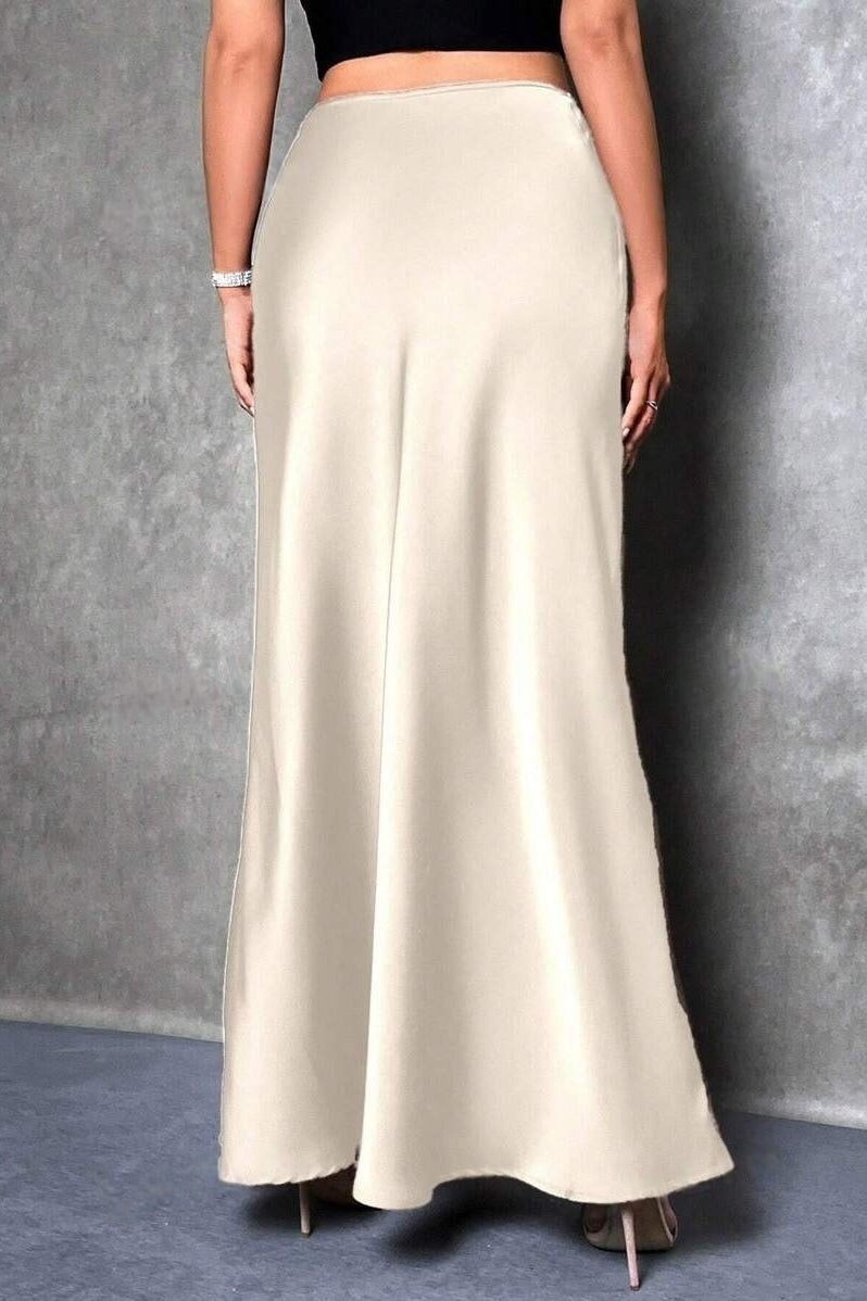 Emily & Isabella Brooks | High Waist Satin Maxi Skirt