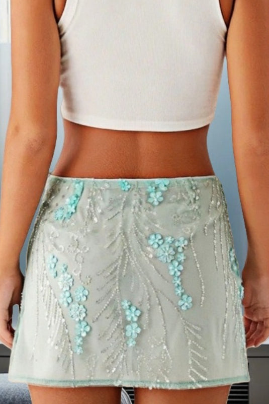 Emily & Isabella Brooks | 3D Embroidered Sheer Mesh Floral Skirt