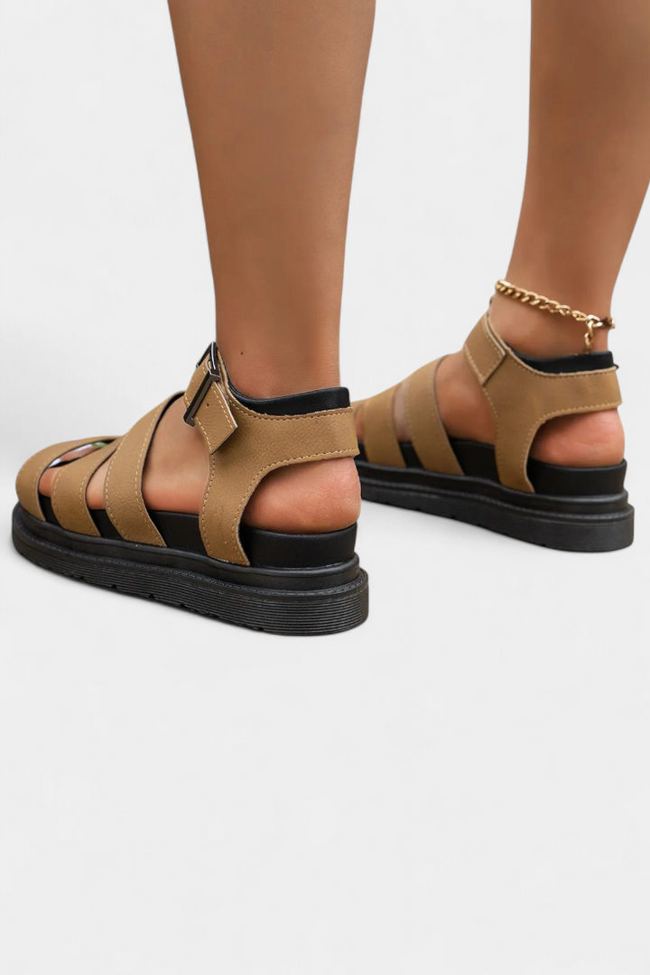 Emily & Isabella Brooks | Platform Sandals with Multiple Straps and Buckle Closure
