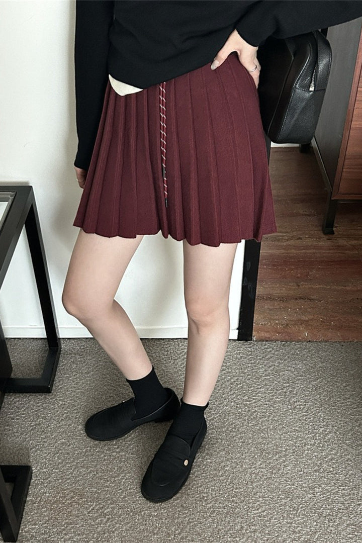 Emily & Isabella Brooks | Pleated Knit Mini Skirt