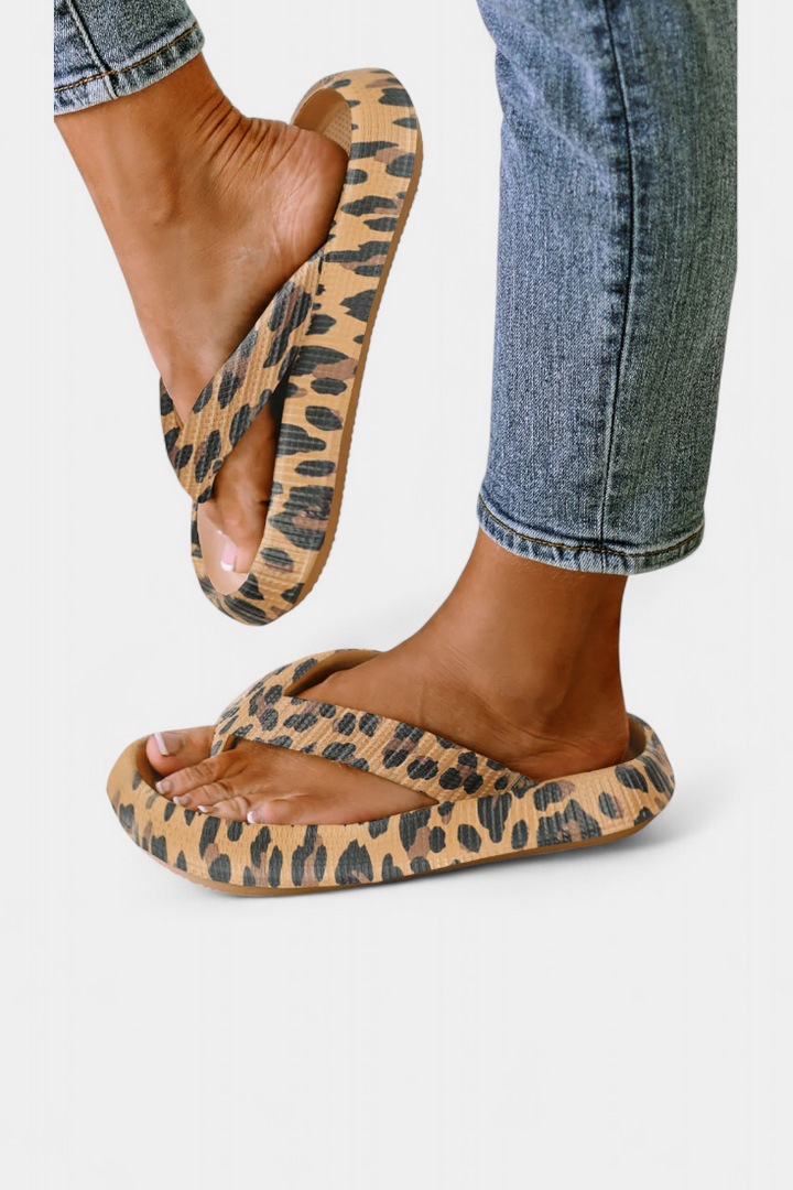 Emily & Isabella Brooks | Leopard Print Thick Sole Flip Flops