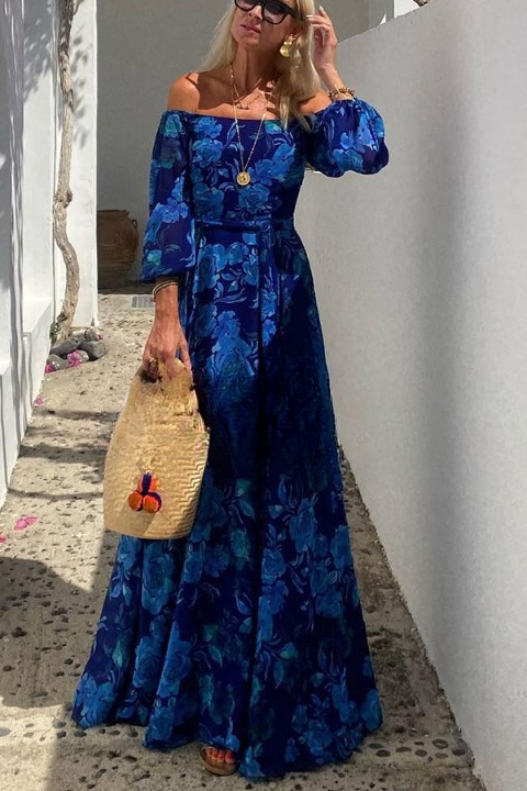 Emily & Isabella Brooks | Floral Off Shoulder Back Smocked Maxi Dress