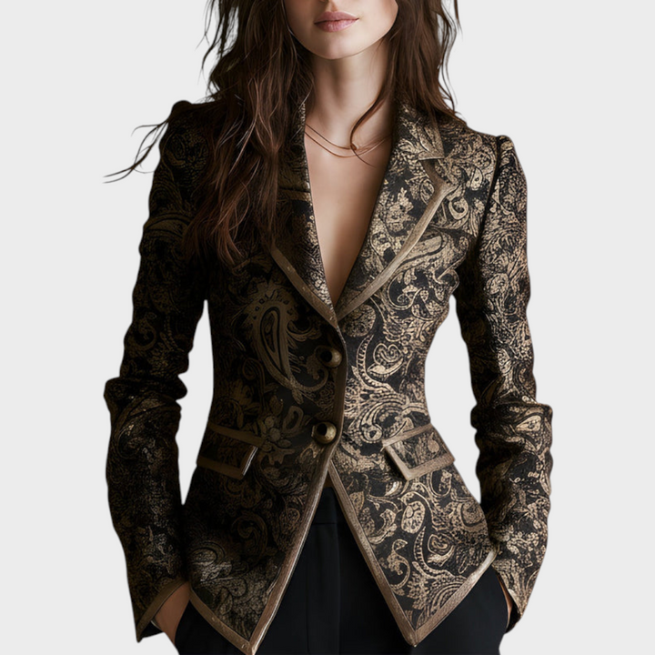 Emily & Isabella Brooks | Paisley Jacquard Blazer with Twisted Collars
