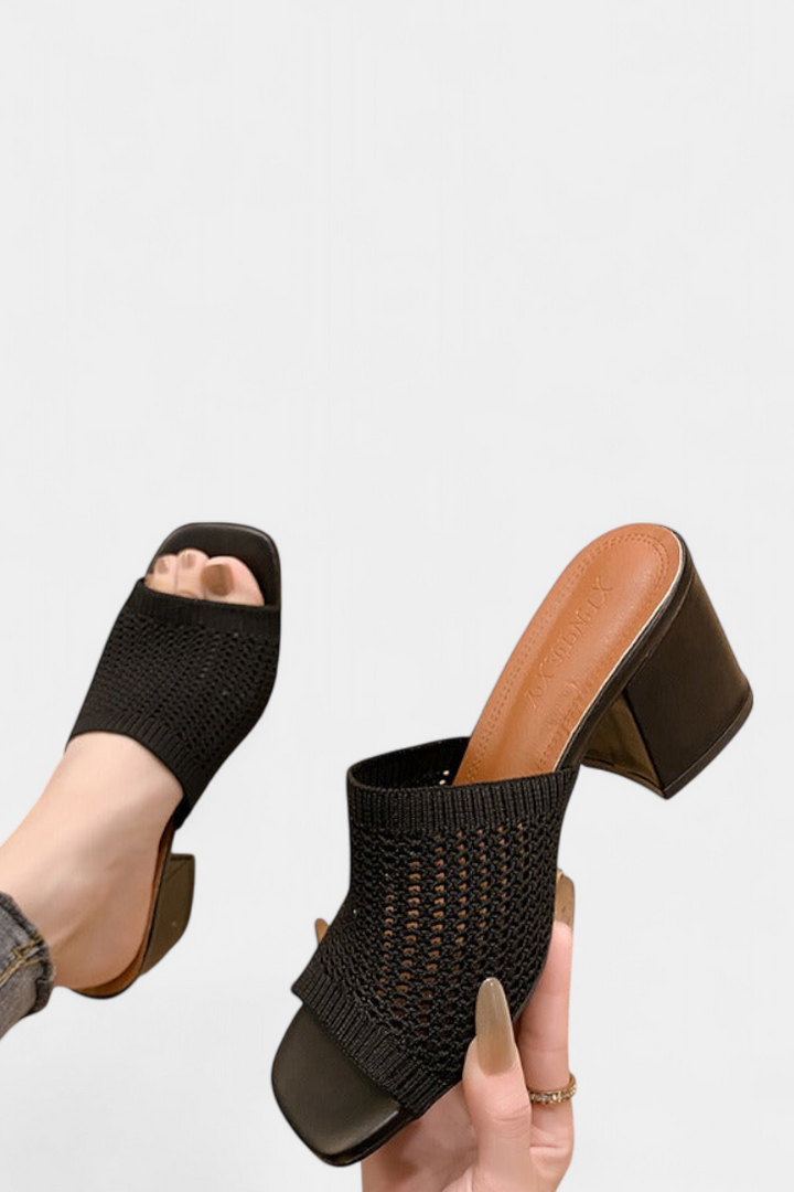 Emily & Isabella Brooks | Square Mesh Heel Sandals