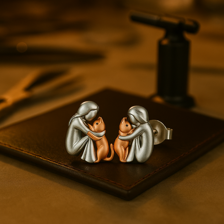 Emily & Isabella Brooks | Two-Tone Cat Hug Earrings
