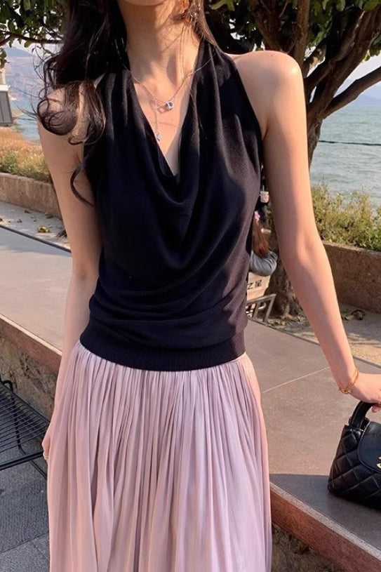 Emily & Isabella Brooks | Sleeveless Halter Knit Top