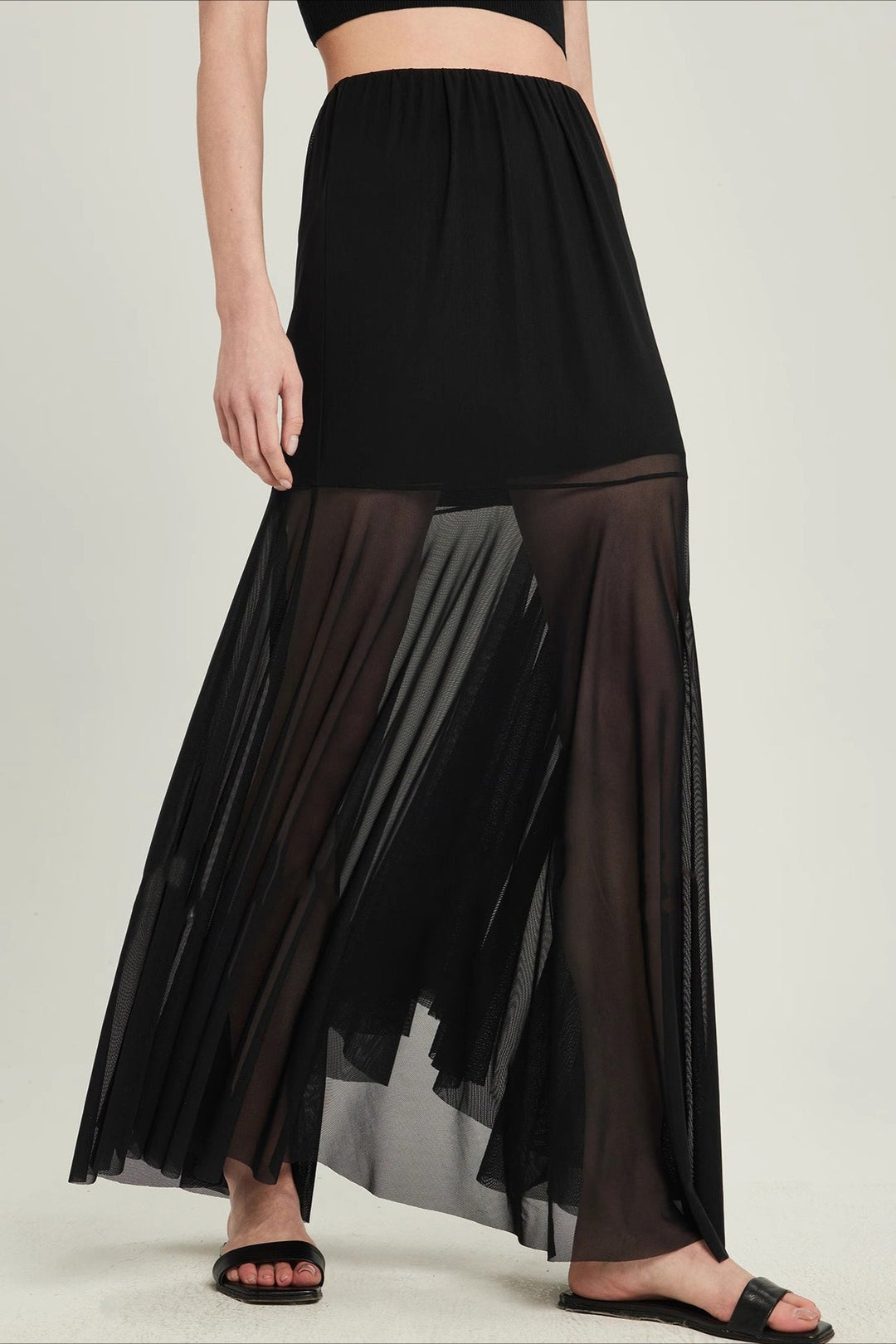Emily & Isabella Brooks | High Waist Tiered Mesh Insert Skirt