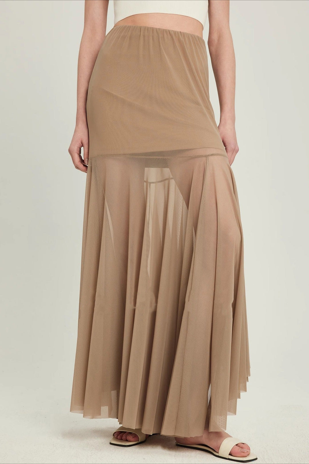 Emily & Isabella Brooks | High Waist Tiered Mesh Insert Skirt
