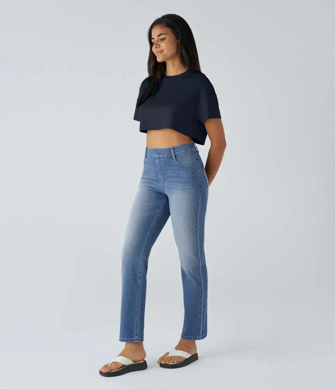 Emily & Isabella Brooks | High Waisted Pants in Elastic Material