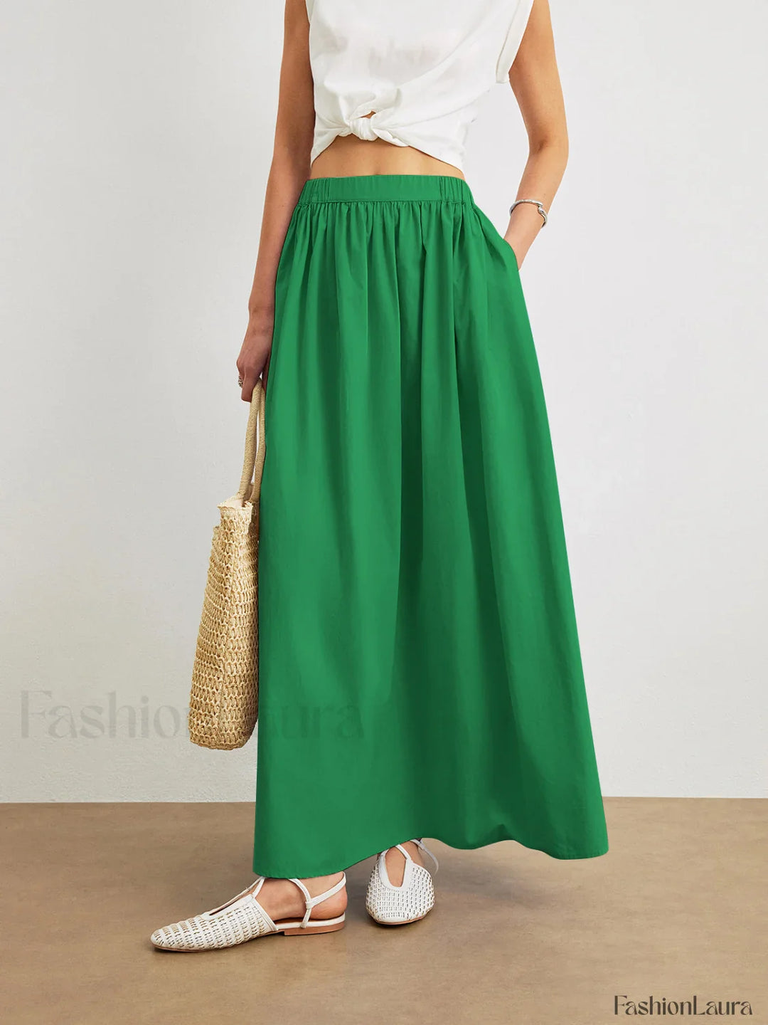 Emily & Isabella Brooks | Cotton A-Line Skirt with Pockets