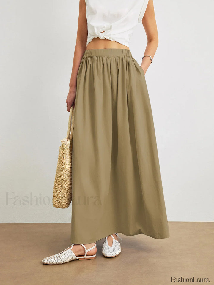 Emily & Isabella Brooks | Cotton A-Line Skirt with Pockets