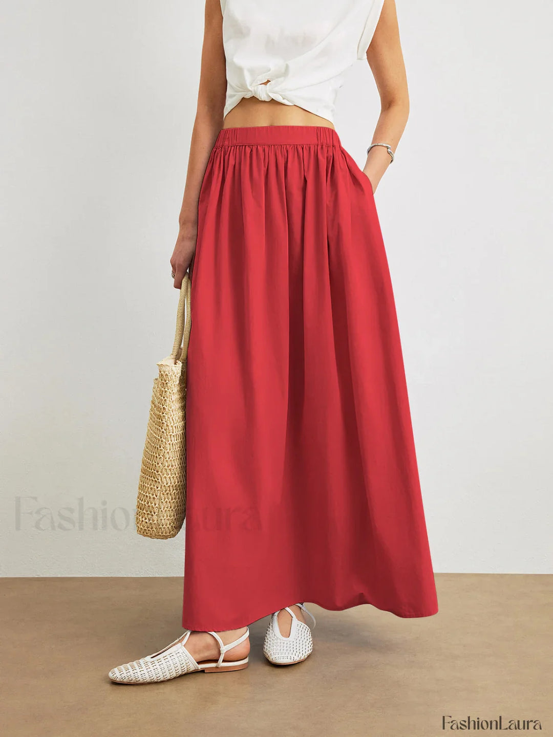 Emily & Isabella Brooks | Cotton A-Line Skirt with Pockets