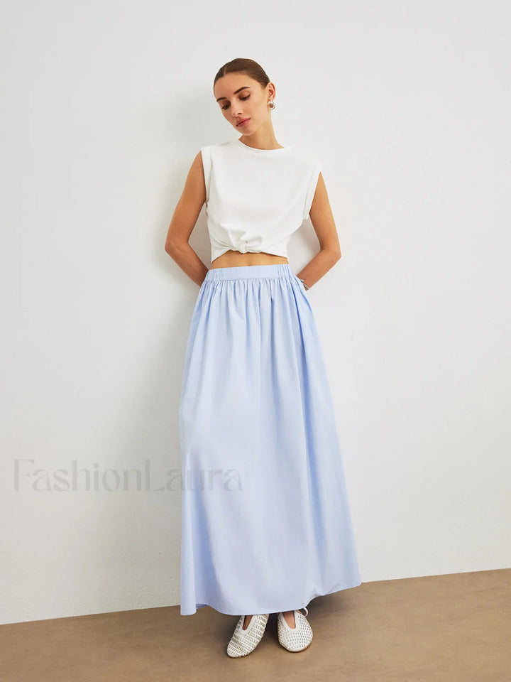 Emily & Isabella Brooks | Cotton A-Line Skirt with Pockets