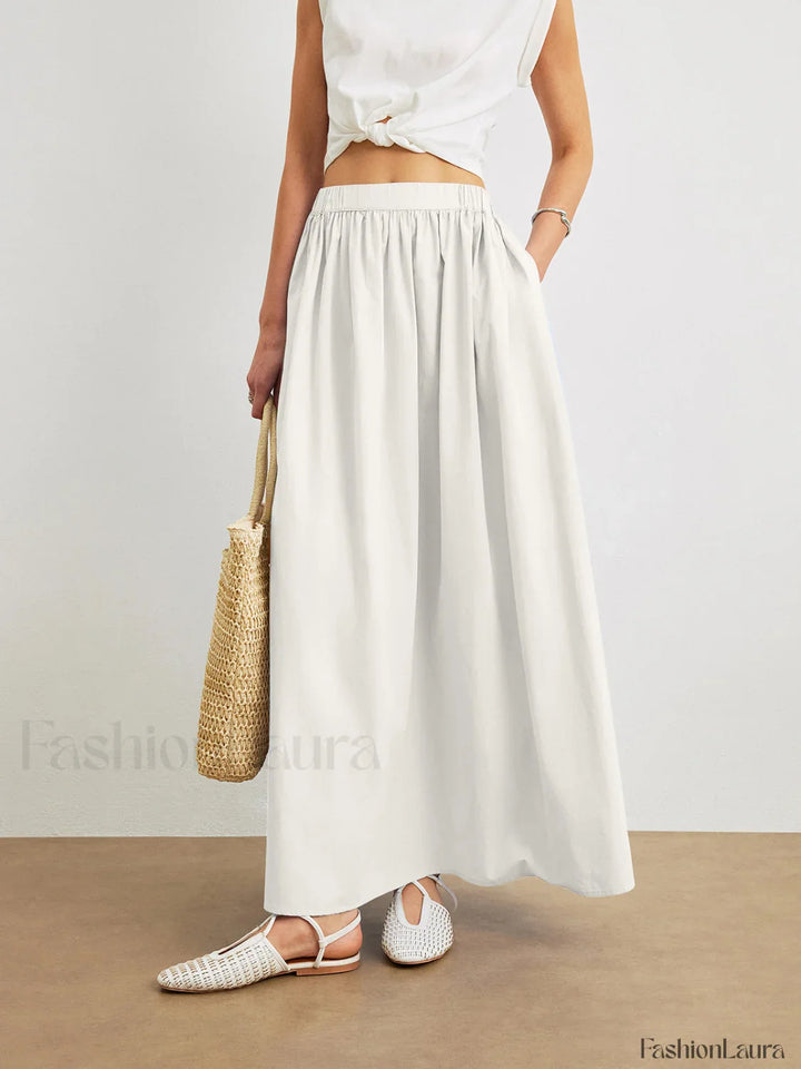 Emily & Isabella Brooks | Cotton A-Line Skirt with Pockets