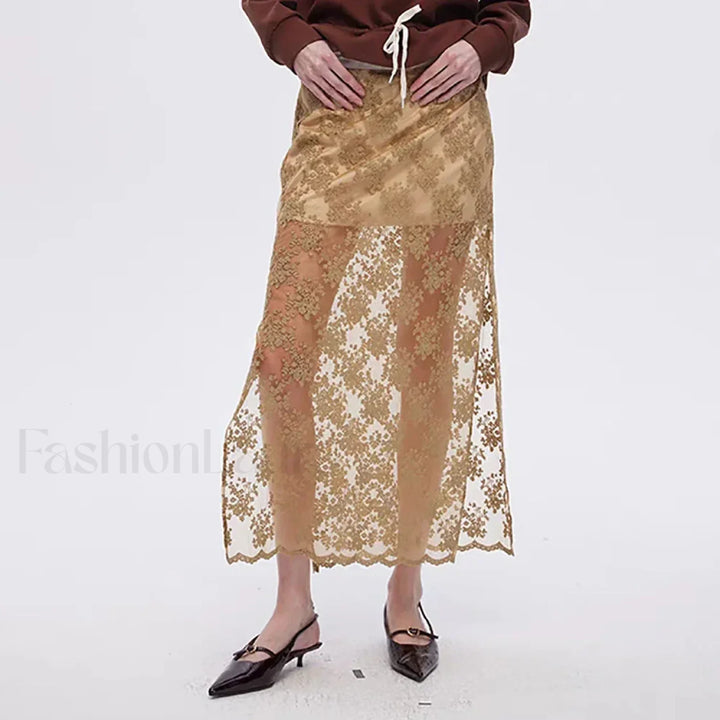 Emily & Isabella Brooks | Cotton Embroidery Side Slit Skirt