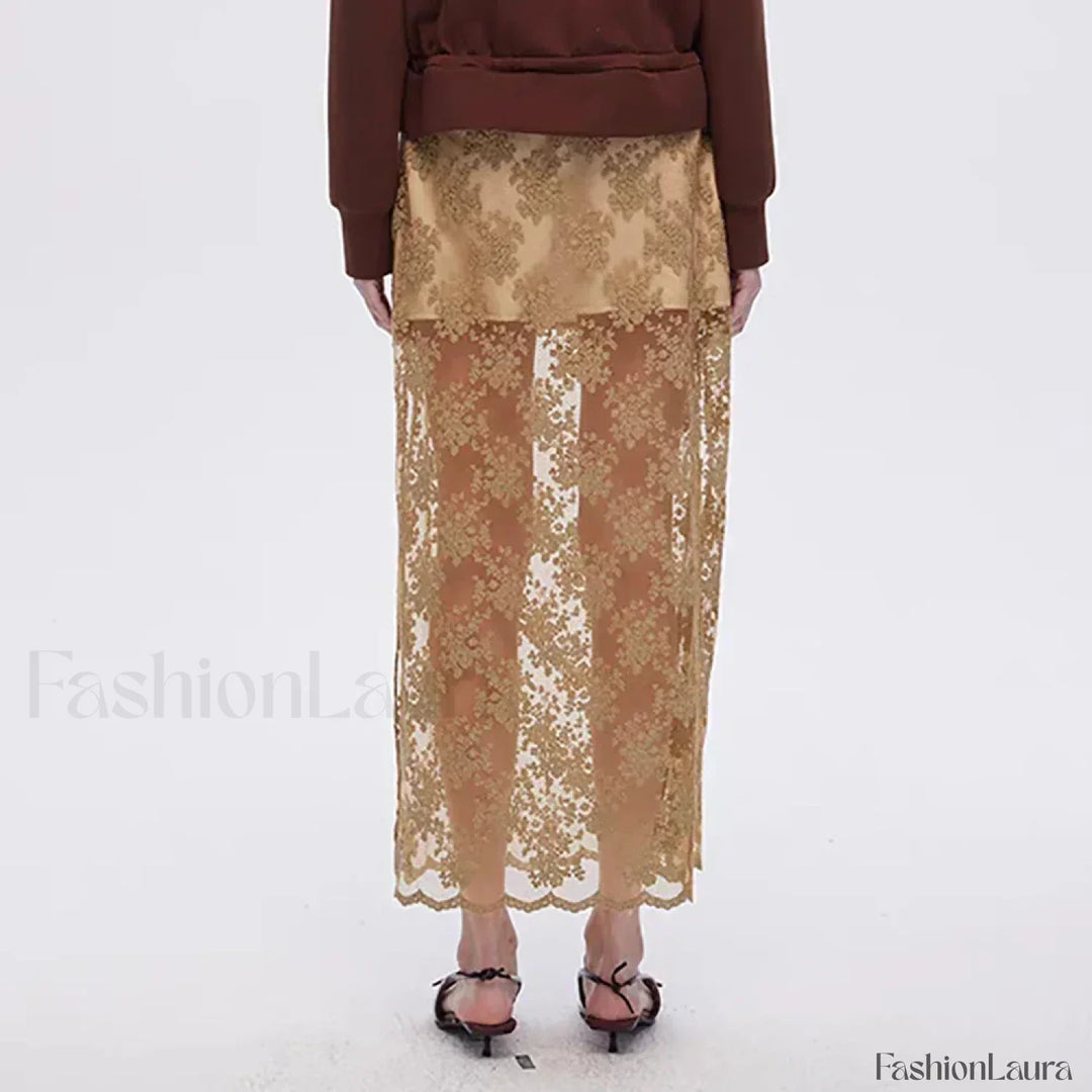 Emily & Isabella Brooks | Cotton Embroidery Side Slit Skirt