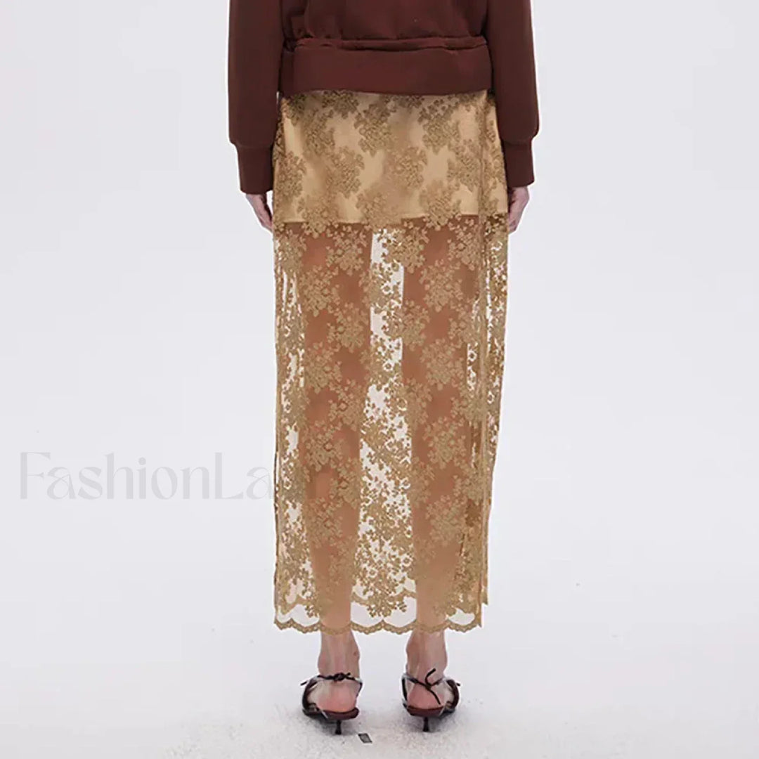Emily & Isabella Brooks | Cotton Embroidery Side Slit Skirt