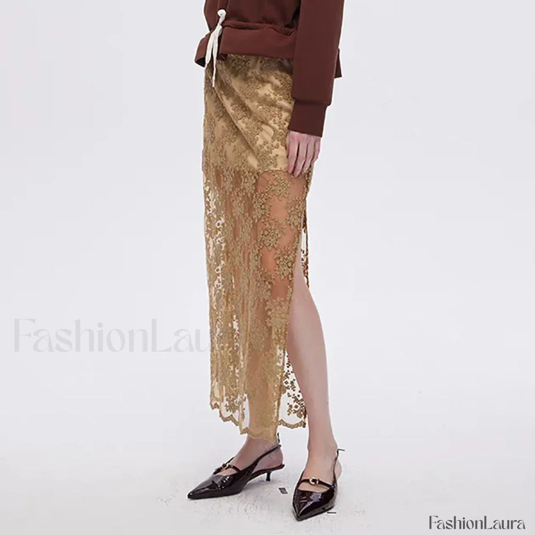 Emily & Isabella Brooks | Cotton Embroidery Side Slit Skirt