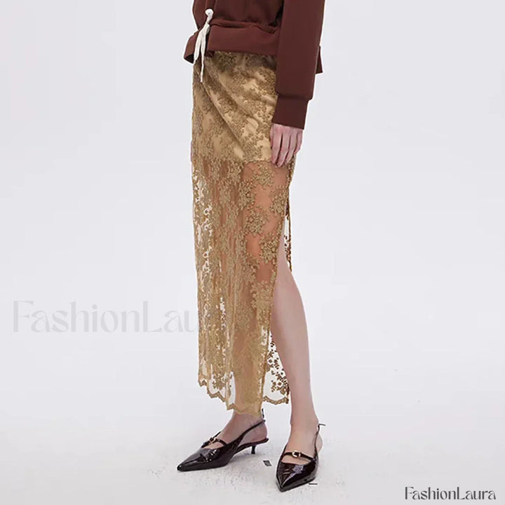 Emily & Isabella Brooks | Cotton Embroidery Side Slit Skirt