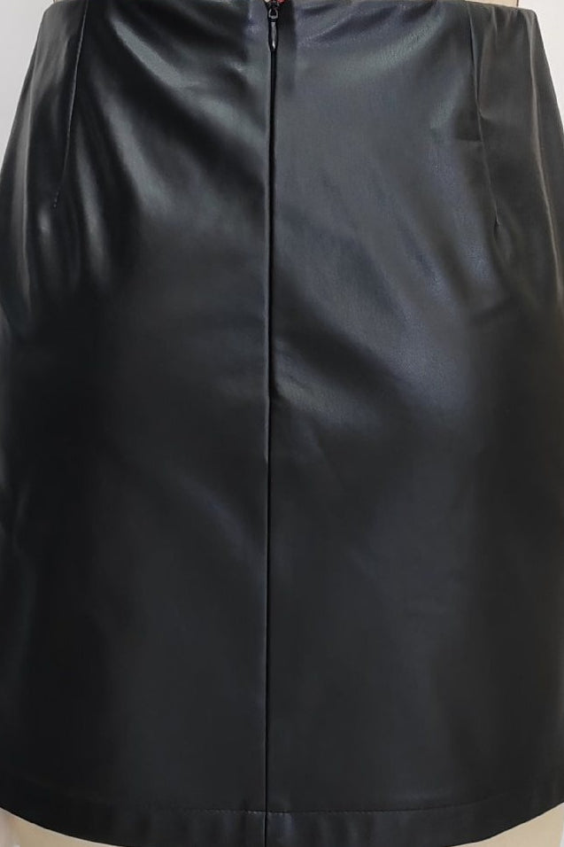 Emily & Isabella Brooks | PU Leather Studded High Waist A-Line Mini Skirt