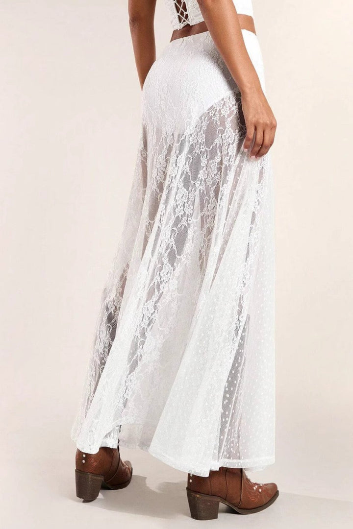Emily & Isabella Brooks | Low Waist Lace Trim Bodycon Skirt