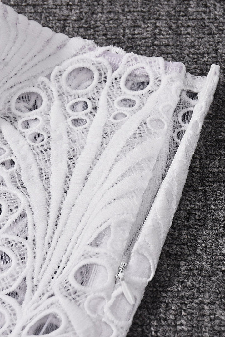 Emily & Isabella Brooks | Elastic Waist Sheer Panel Bodycon Skirt