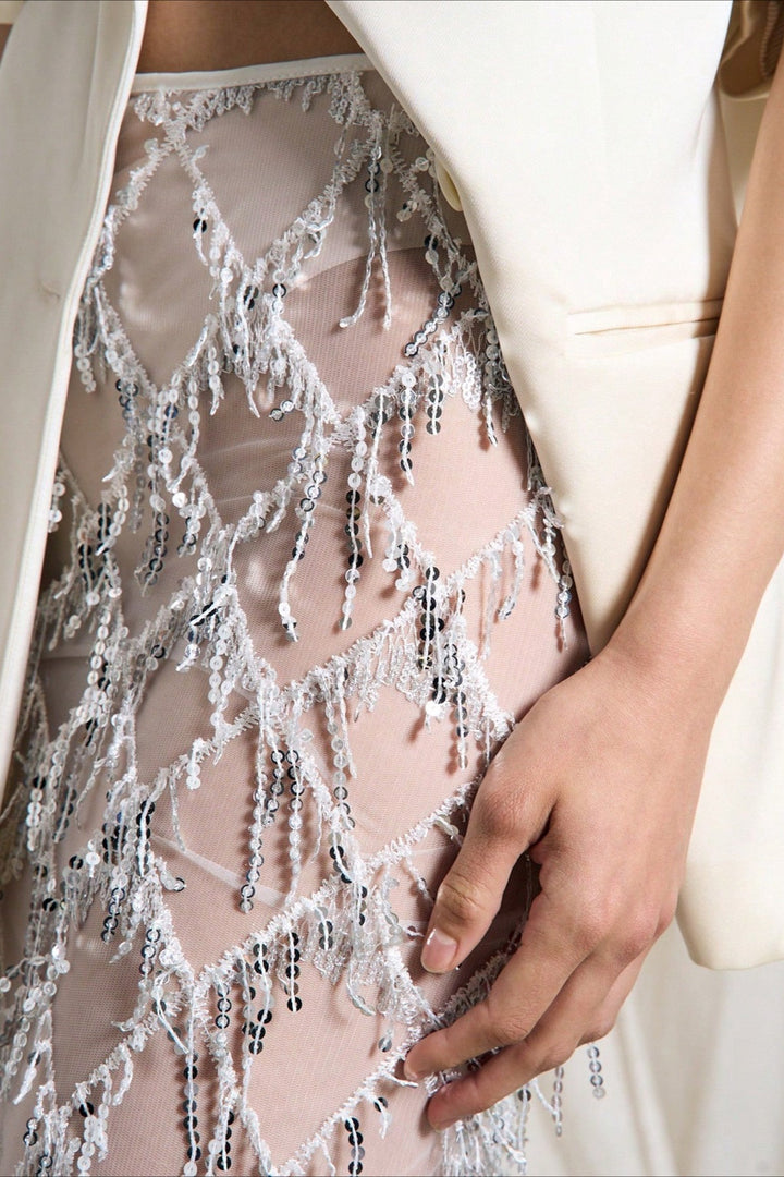 Emily & Isabella Brooks | Sequin Fringe Midi Skirt
