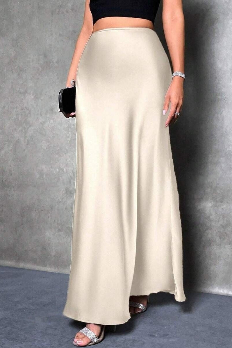 Emily & Isabella Brooks | High Waist Satin Maxi Skirt