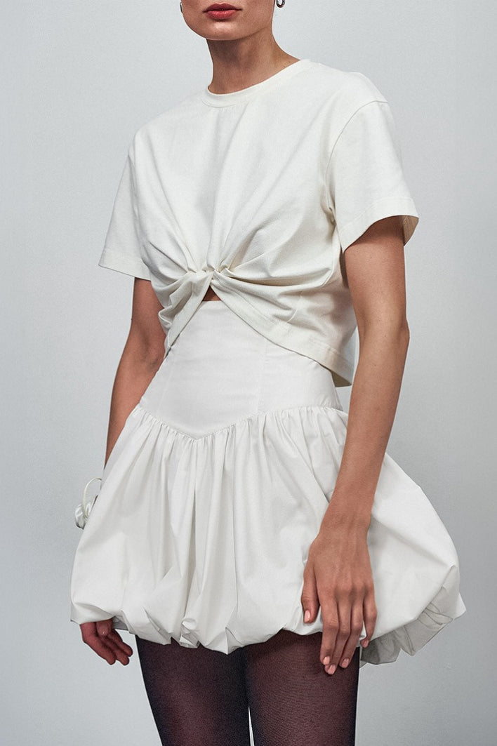 Emily & Isabella Brooks | Cotton A-Line High Waist Mini Skirt