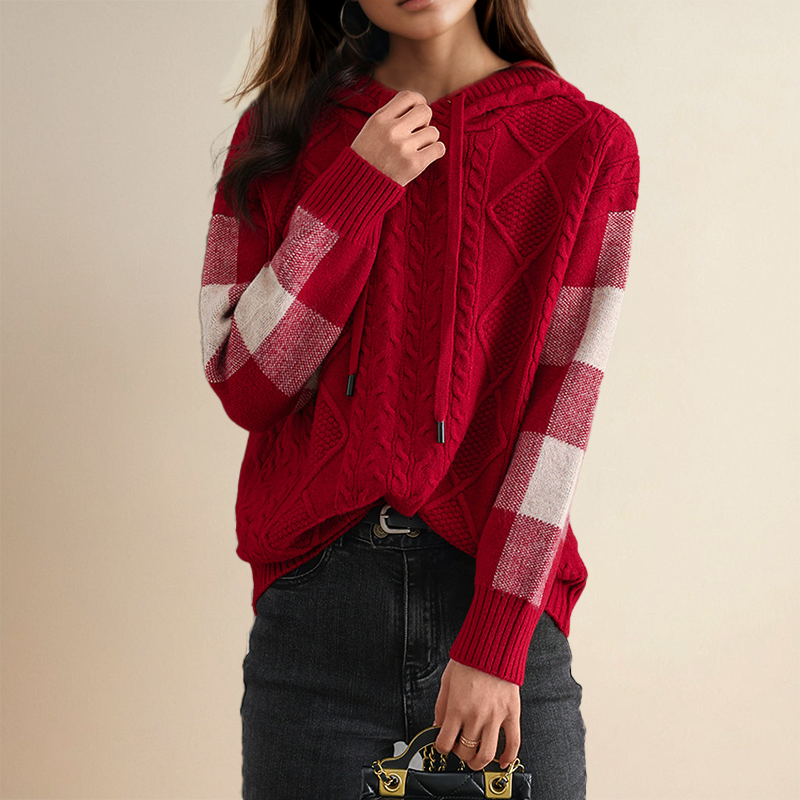 Emily & Isabella Brooks | Cable Knit Hoodie Sweater