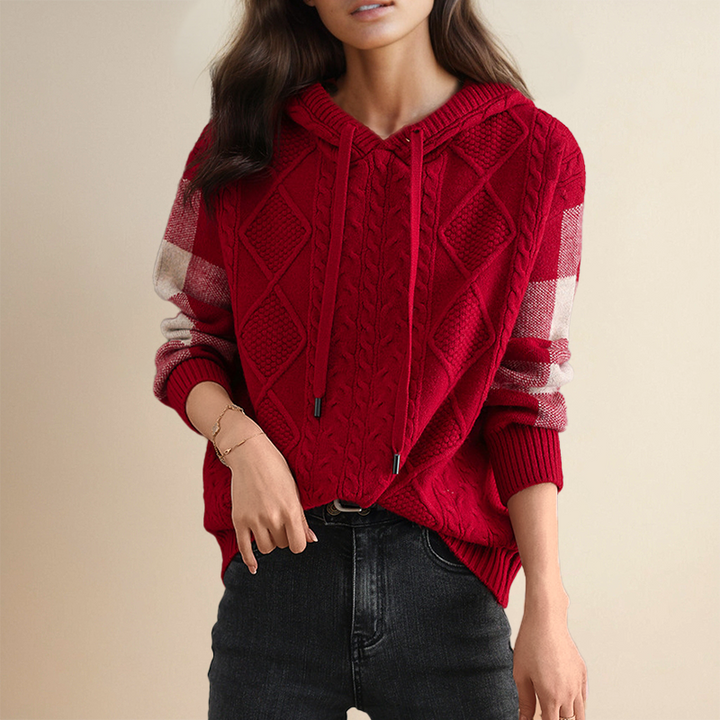 Emily & Isabella Brooks | Cable Knit Hoodie Sweater