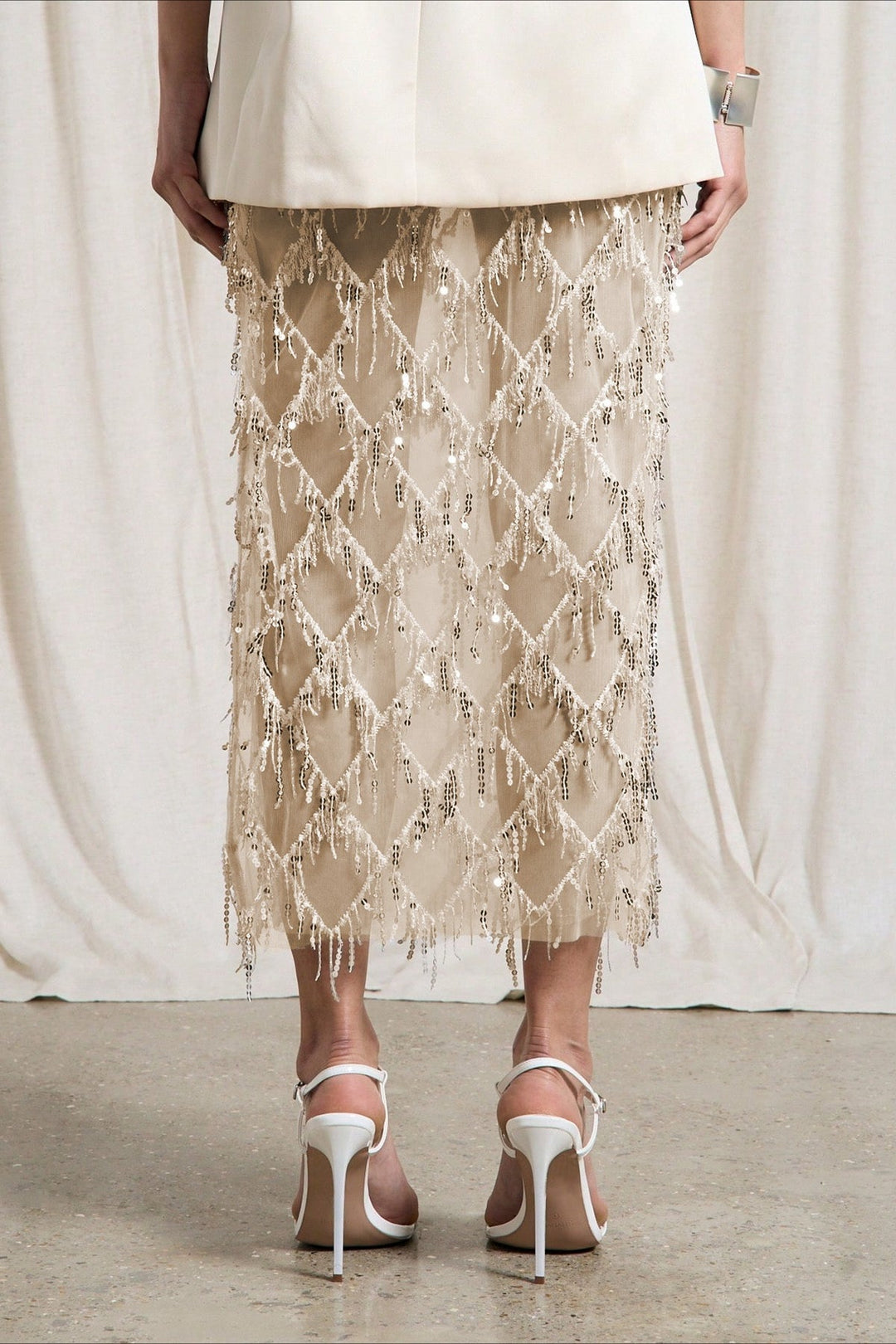 Emily & Isabella Brooks | Sequin Fringe Midi Skirt